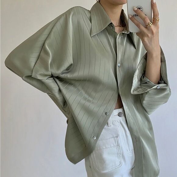 Commense Tops - Commense • Charlotte Oversized Button Up Collared Shirt